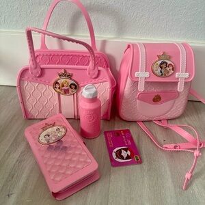 Disney Girl Pink Purse And Small Pet Carrier And Accessories